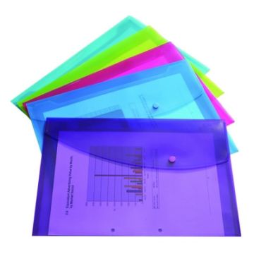 A5 Popper Wallets Assorted Bright Colours Pack of 5