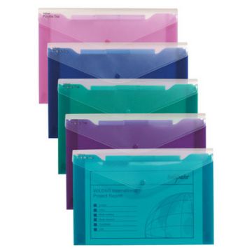 Polyfile Trio Popper Wallets A4+ Assorted Colours Pack 5