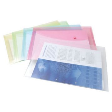 Popper Wallets Foolscap Assorted Pastel Colours Pack of 5