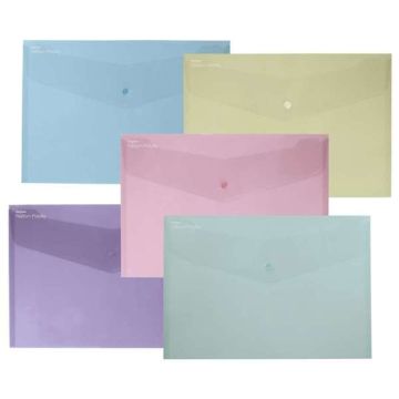 Snopake Reborn Foolscap Popper Wallets Assorted Colours Pack of 5