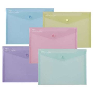 A5 Snopake Reborn Popper Wallets Assorted Colours Pack 5