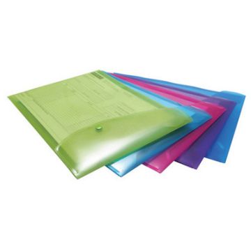 A4+ Portrait Bright Popper Wallets Assorted Colours Pack of 5