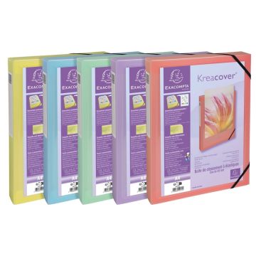 Kreacover Elasticated Filing Boxes A4 Pastel Colours Pack of 5