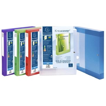 Kreacover Filing Boxes with Press Stud Closure A4 Assorted Colours Pack 5