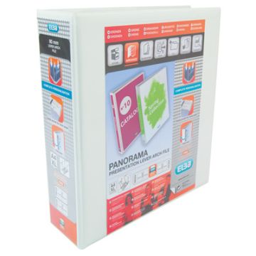 A4 Panorama Presentation Lever Arch Files 2 D Rings White Pack of 5