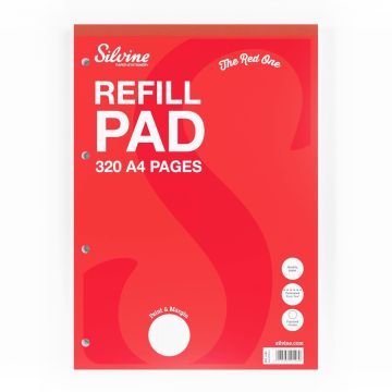 A4 Silvine Refill Pad 8mm + Margin 160 Leaf Pack of 3