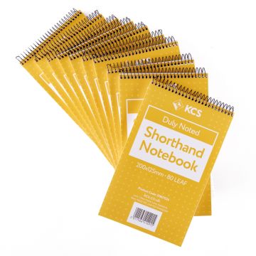 200 x 125mm KCS Shorthand Notebook 8mm Ruled Pack of 10