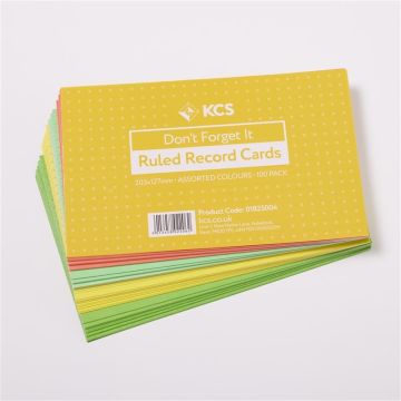 127 x 203mm KCS Assorted Colour Ruled Record Cards