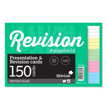 152 x 102mm Record/Revision Cards Mixed Colours 150 Cards