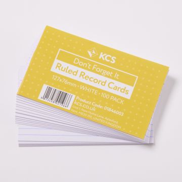 127 x 76mm KCS White Ruled Record Cards