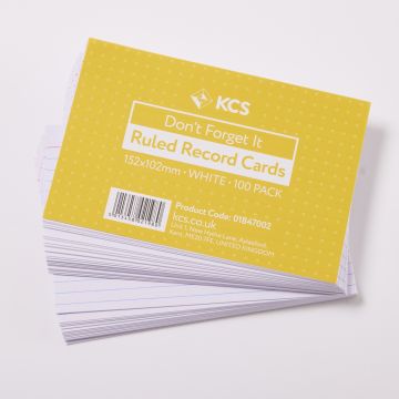 152 x 102mm KCS White Ruled Record Cards
