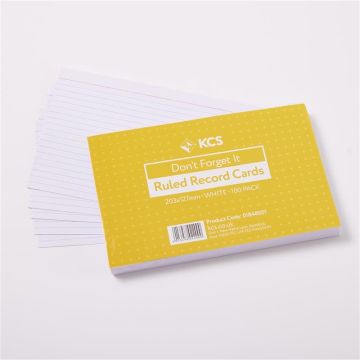 203 x 127mm KCS White Ruled Record Cards