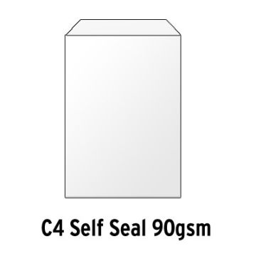 C4 White Envelopes Self Seal 90gsm Box of 250