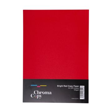 A4 Coloured Copier Card 160gsm Bright Red 250 Sheets