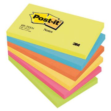76 x 127mm Post-itÂ® Energetic Notes Assorted Colours Pack of 6 pads