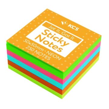 50 x 50mm KCS Neon Sticky Notes Cube