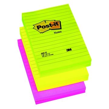 101 x 152mm Post-it Large Format Notes Assorted Neon Pack of 6