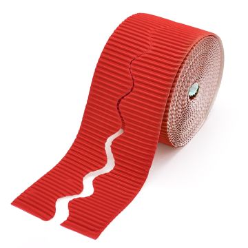 Corrugated Scalloped Border Roll Red