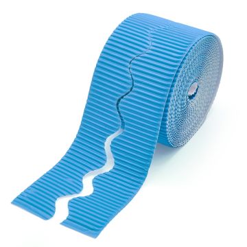 Corrugated Scalloped Border Roll Light Blue