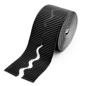 Corrugated Scalloped Border Roll Black 57mm x 15m