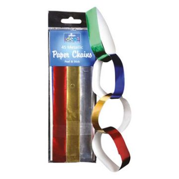 Metallic Plain Paper Chain Strips Assorted Pack of 100