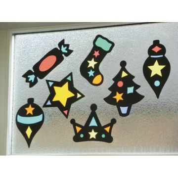 Stained Glass Christmas Shapes Assorted Pack 30