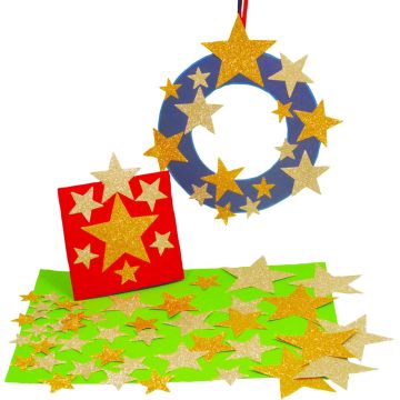 Glitter Paper Stars Gold & Silver Pack of 210