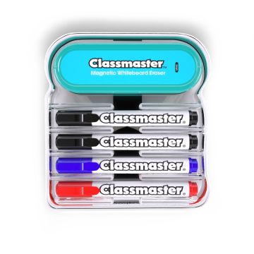 Classmaster Magnetic Whiteboard Organiser & 4 Pens