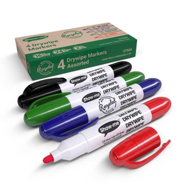 Show-meÂ® Eco Drywipe Pens Assorted  Pack of 4