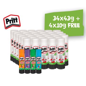 Original Pritt Glue Sticks Classpack 34 x 43g plus 4 x 10g FREE
