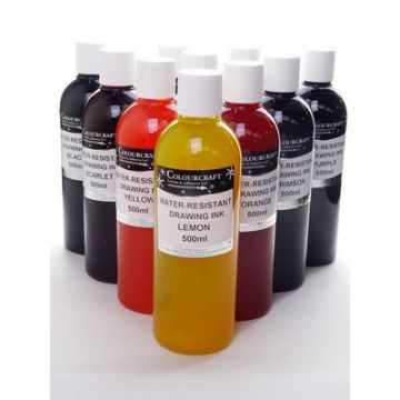 Water Resistant Drawing Inks Assorted Set 10 500ml
