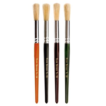 Nursery Short Round Hog Paint Brushes Pack of 4