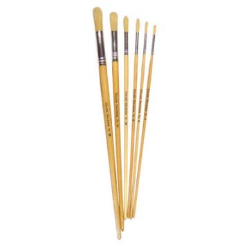 Long Handle Hog Bristle Round Paint Brushes No. 4 Pack of 10