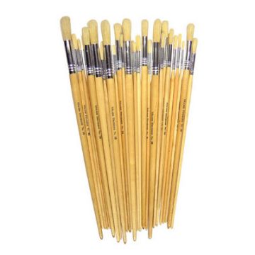Hog Bristle Long Handle Round Paint Brushes Natural Pack of 200