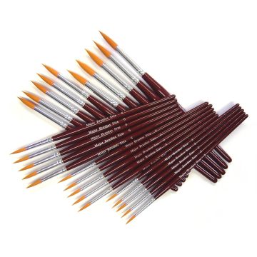 Assorted Red Synthetic Sable Paint Brushes Pack of 50