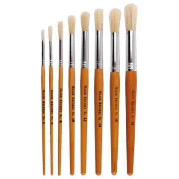 Hog Bristle Short Handle Round Paint Brushes Natural Pack of 100