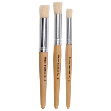 Stencil Short Handle Paint Brushes Natural Pack of 5