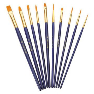 Synthetic Watercolour Paint Brush Set Blue Pack of 10