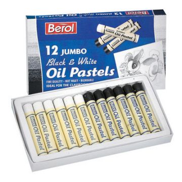 Jumbo Oil Pastels Black/White Pack of 12