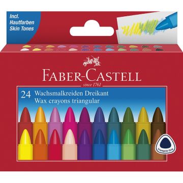 Faber-Castell Triangular Wax Crayons Pack of 24