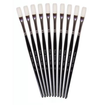 Synthetic Sable Flat Paint Brushes 1/4" Pack of 10
