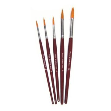 Synthetic Sable Paint Brushes 2 Brown Pack of 10