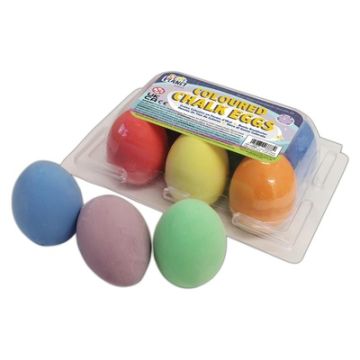 Egg Shape Fun Coloured Chalk Assorted Pack of 6