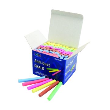 School Coloured Anti-Dust Chalk Assorted Box of 100