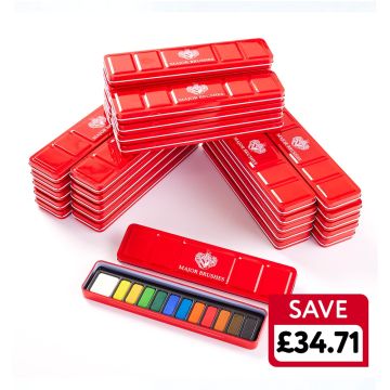 12 Colour Watercolour Tin Pack of 30