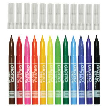 Giotto Fine Fabric Markers Assorted Colours Pack of 12