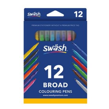 Swash Colouring Pens Broad Tip Assorted Pack of 12