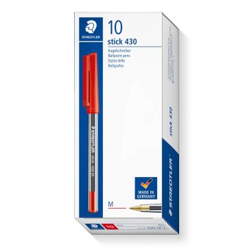 Staedtler Stick Ballpoint Pens Red Pack of 10