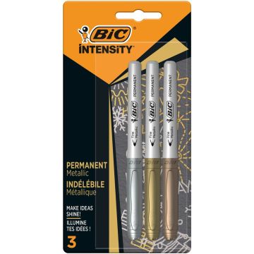 BIC Intensity Metallic Permanent Markers Pack of 3