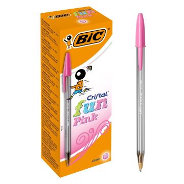 BIC Cristal Fun Colour Ballpoint Pens Pink Box of 20